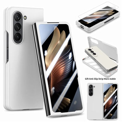 For Samsung Galaxy Z Fold6 5G Case Rubberized PC Phone Cover with Tempered Glass Film