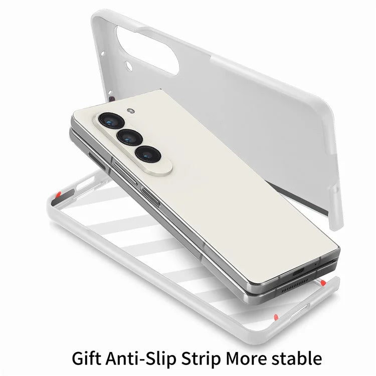 For Samsung Galaxy Z Fold6 5G Case Rubberized PC Phone Cover with Tempered Glass Film