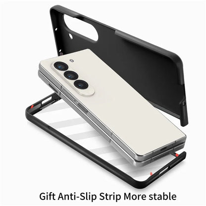 For Samsung Galaxy Z Fold6 5G Case Wristband Pen Slot Leather+PC Phone Cover with Screen Film