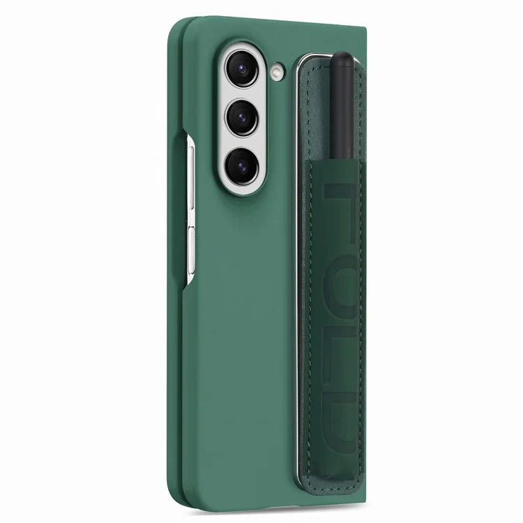 For Samsung Galaxy Z Fold6 5G Case Wristband Pen Slot Leather+PC Phone Cover with Screen Film