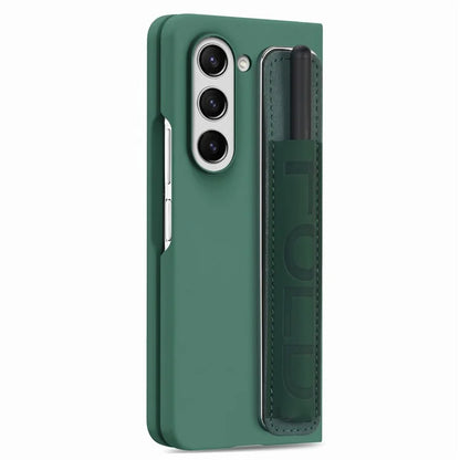 For Samsung Galaxy Z Fold6 5G Case Wristband Pen Slot Leather+PC Phone Cover with Screen Film