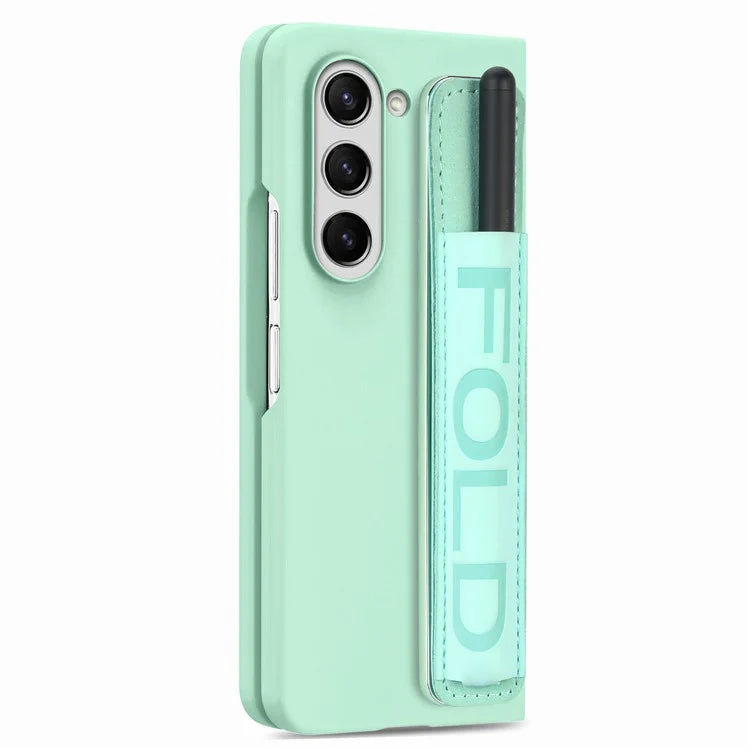For Samsung Galaxy Z Fold6 5G Case Wristband Pen Slot Leather+PC Phone Cover with Screen Film