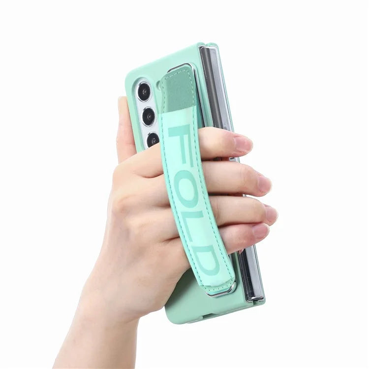 For Samsung Galaxy Z Fold6 5G Case Wristband Pen Slot Leather+PC Phone Cover with Screen Film
