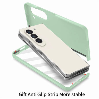 For Samsung Galaxy Z Fold6 5G Case Wristband Pen Slot Leather+PC Phone Cover with Screen Film