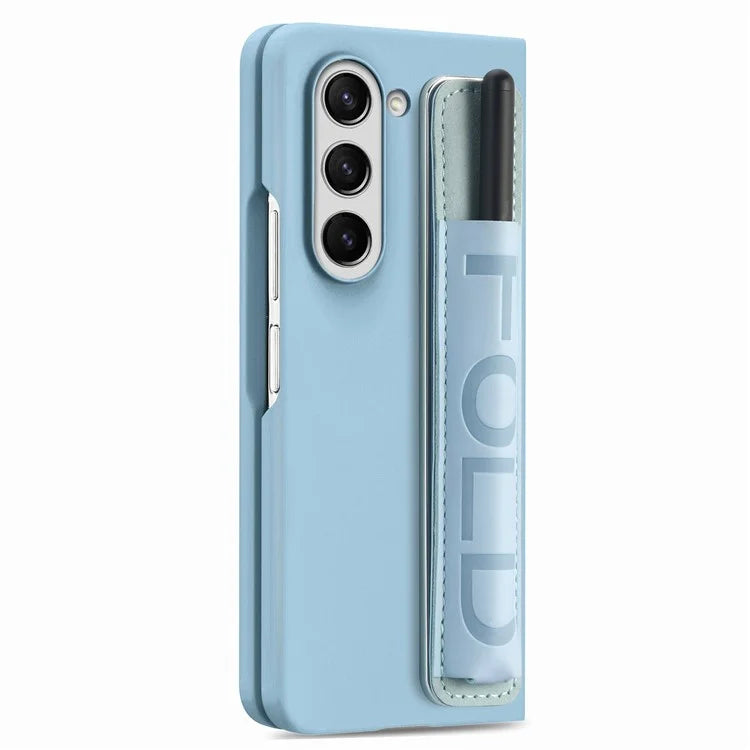 For Samsung Galaxy Z Fold6 5G Case Wristband Pen Slot Leather+PC Phone Cover with Screen Film