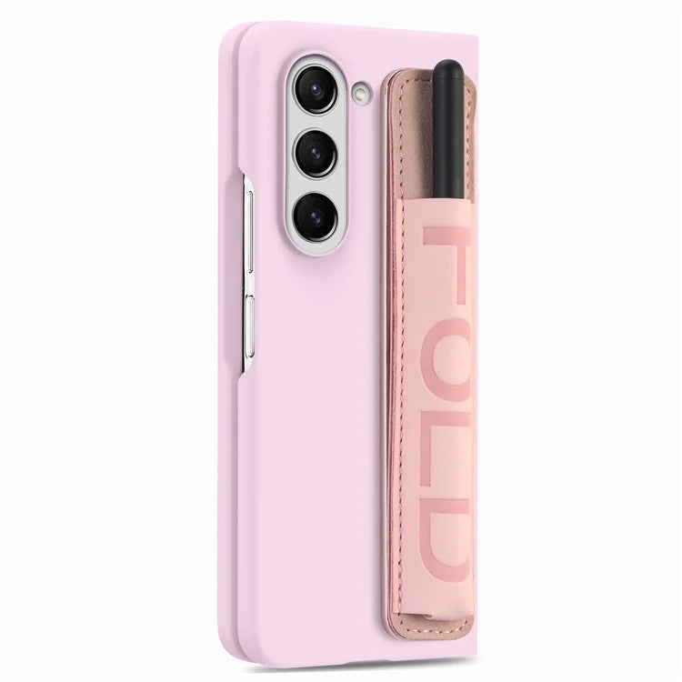 For Samsung Galaxy Z Fold6 5G Case Wristband Pen Slot Leather+PC Phone Cover with Screen Film