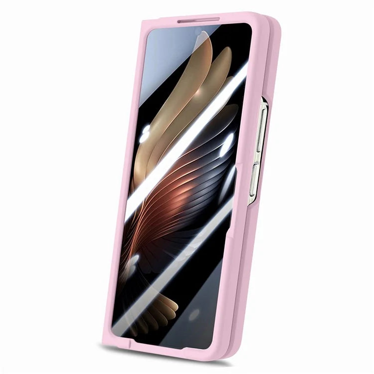 For Samsung Galaxy Z Fold6 5G Case Wristband Pen Slot Leather+PC Phone Cover with Screen Film