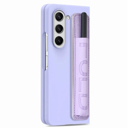 For Samsung Galaxy Z Fold6 5G Case Wristband Pen Slot Leather+PC Phone Cover with Screen Film