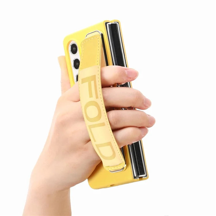 For Samsung Galaxy Z Fold6 5G Case Wristband Pen Slot Leather+PC Phone Cover with Screen Film