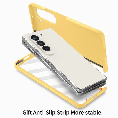 For Samsung Galaxy Z Fold6 5G Case Wristband Pen Slot Leather+PC Phone Cover with Screen Film