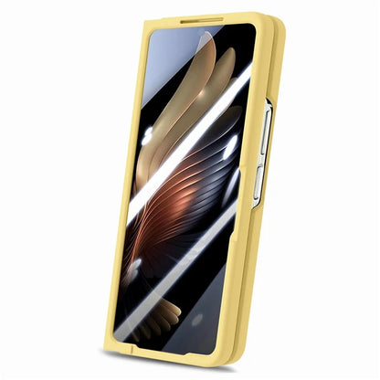For Samsung Galaxy Z Fold6 5G Case Wristband Pen Slot Leather+PC Phone Cover with Screen Film