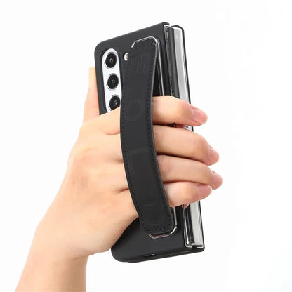 For Samsung Galaxy Z Fold6 5G Case Anti-Drop Wristband Leather+PC Phone Cover with Screen Film