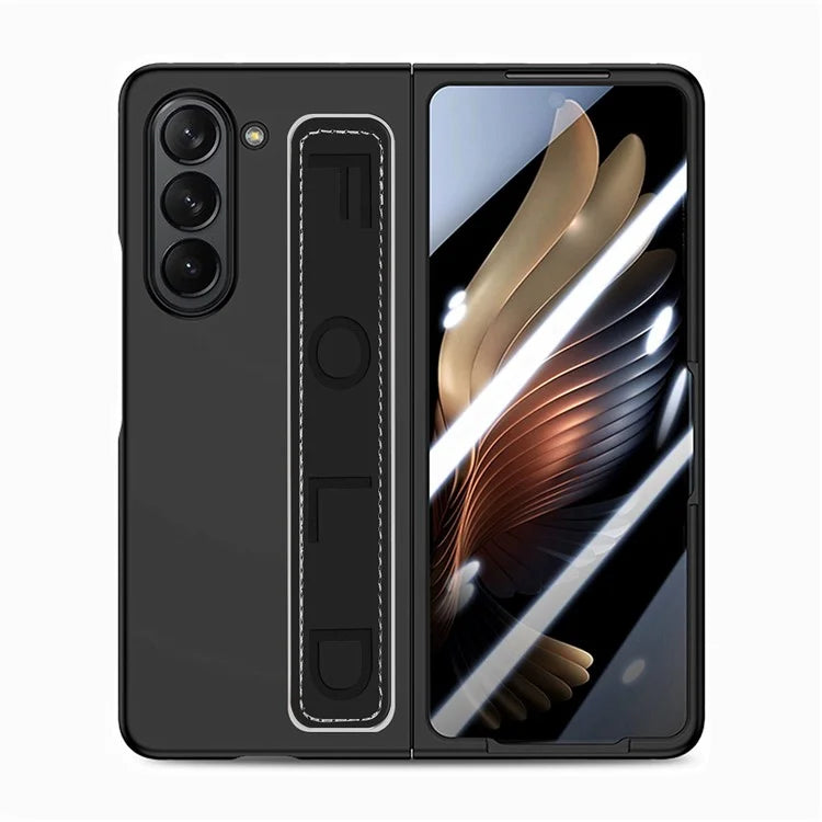 For Samsung Galaxy Z Fold6 5G Case Anti-Drop Wristband Leather+PC Phone Cover with Screen Film
