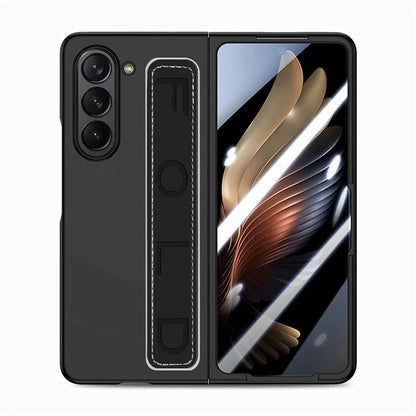 For Samsung Galaxy Z Fold6 5G Case Anti-Drop Wristband Leather+PC Phone Cover with Screen Film