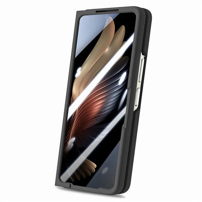 For Samsung Galaxy Z Fold6 5G Case Anti-Drop Wristband Leather+PC Phone Cover with Screen Film