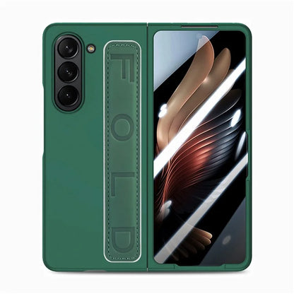For Samsung Galaxy Z Fold6 5G Case Anti-Drop Wristband Leather+PC Phone Cover with Screen Film