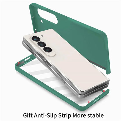 For Samsung Galaxy Z Fold6 5G Case Anti-Drop Wristband Leather+PC Phone Cover with Screen Film