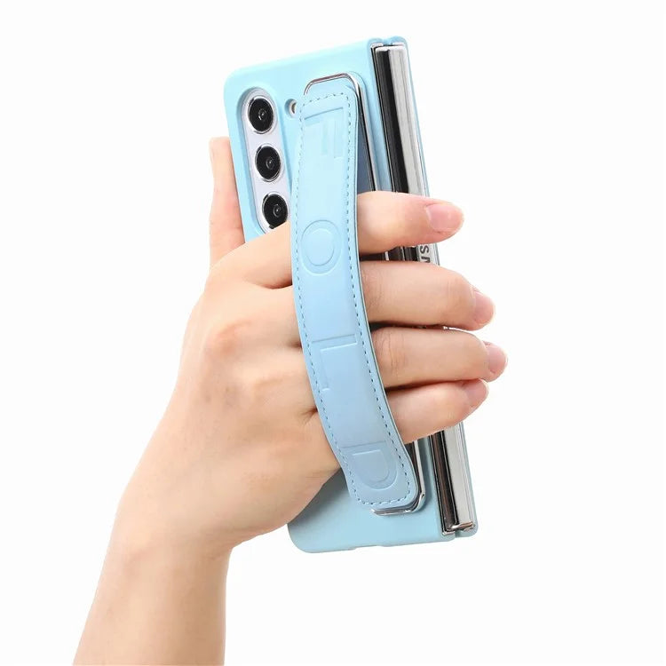 For Samsung Galaxy Z Fold6 5G Case Anti-Drop Wristband Leather+PC Phone Cover with Screen Film