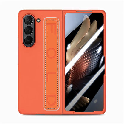 For Samsung Galaxy Z Fold6 5G Case Anti-Drop Wristband Leather+PC Phone Cover with Screen Film