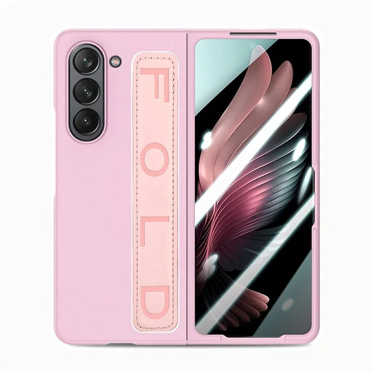 For Samsung Galaxy Z Fold6 5G Case Anti-Drop Wristband Leather+PC Phone Cover with Screen Film
