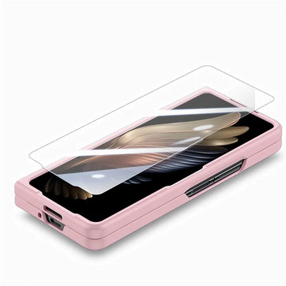 For Samsung Galaxy Z Fold6 5G Case Anti-Drop Wristband Leather+PC Phone Cover with Screen Film