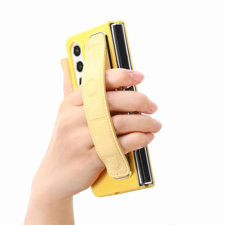 For Samsung Galaxy Z Fold6 5G Case Anti-Drop Wristband Leather+PC Phone Cover with Screen Film