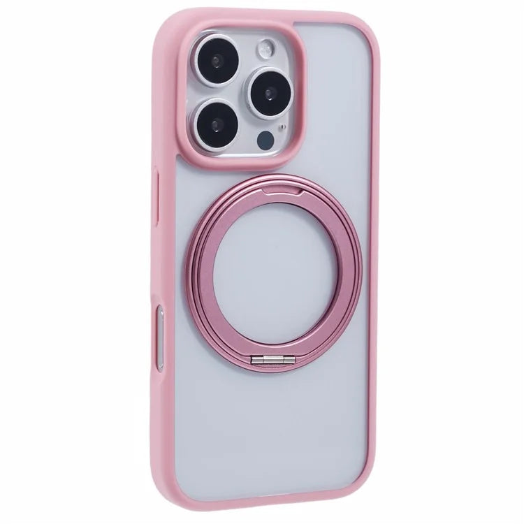 For iPhone 16 Pro Max Phone Case Ring Holder Kickstand PC+TPU Phone Cover