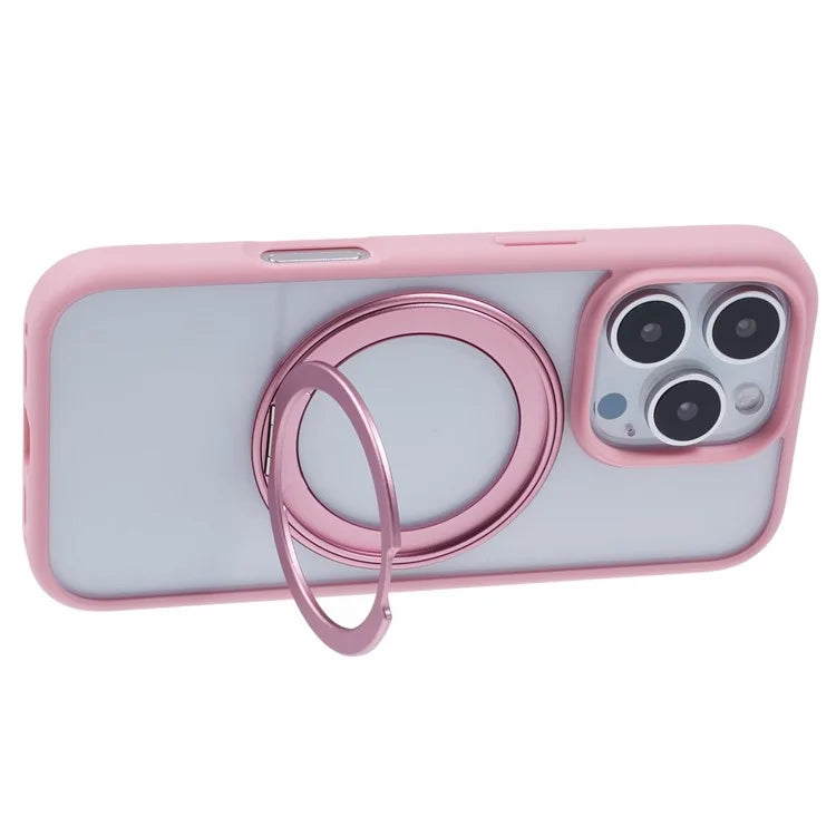 For iPhone 16 Pro Max Phone Case Ring Holder Kickstand PC+TPU Phone Cover