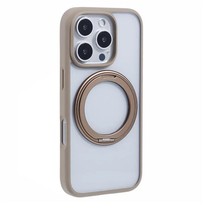 For iPhone 16 Pro Max Phone Case Ring Holder Kickstand PC+TPU Phone Cover