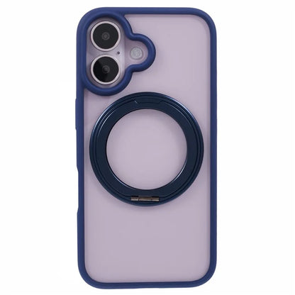 For iPhone 16 Plus Phone Case Ring Holder Kickstand PC+TPU Phone Cover