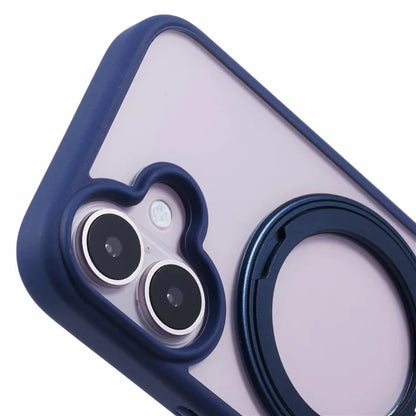 For iPhone 16 Plus Phone Case Ring Holder Kickstand PC+TPU Phone Cover