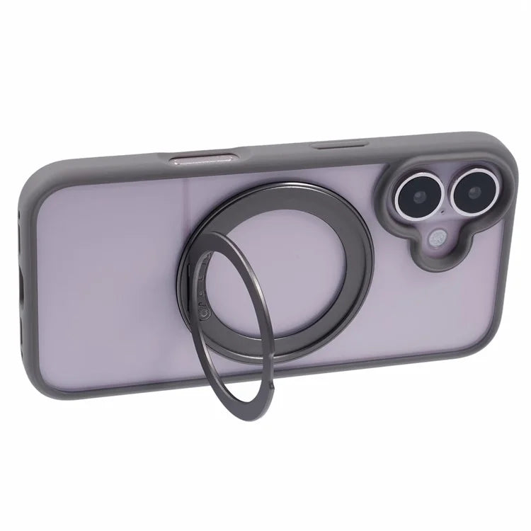 For iPhone 16 Plus Phone Case Ring Holder Kickstand PC+TPU Phone Cover
