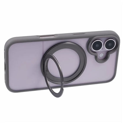 For iPhone 16 Plus Phone Case Ring Holder Kickstand PC+TPU Phone Cover