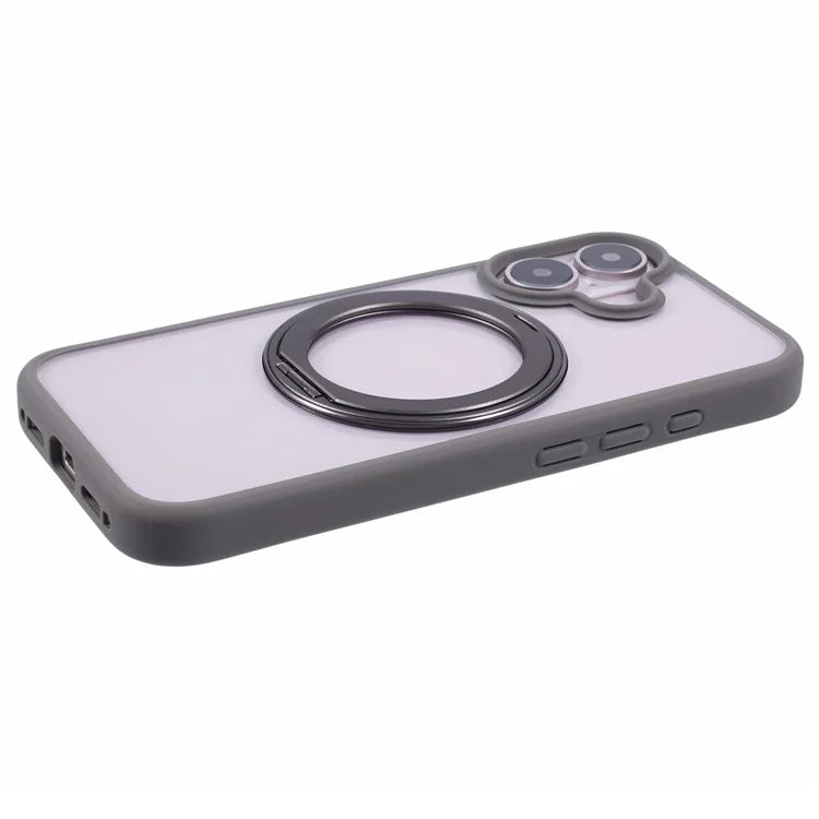 For iPhone 16 Plus Phone Case Ring Holder Kickstand PC+TPU Phone Cover