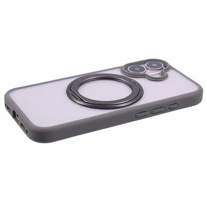 For iPhone 16 Plus Phone Case Ring Holder Kickstand PC+TPU Phone Cover
