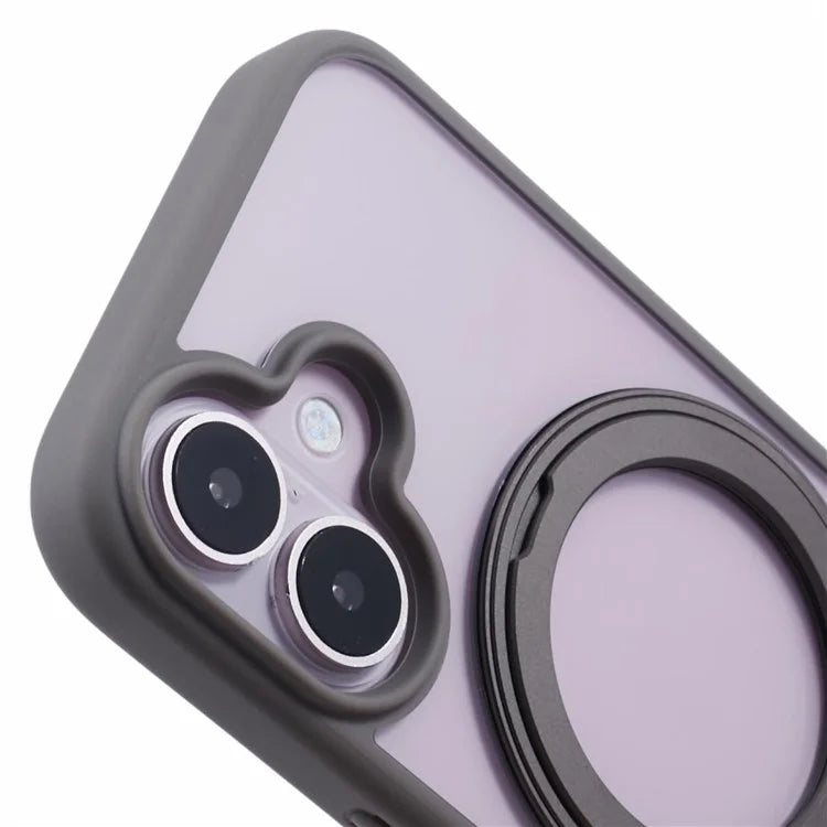 For iPhone 16 Plus Phone Case Ring Holder Kickstand PC+TPU Phone Cover