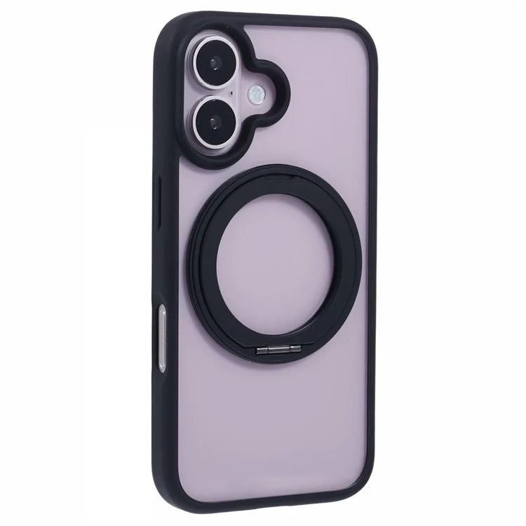 For iPhone 16 Plus Phone Case Ring Holder Kickstand PC+TPU Phone Cover