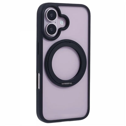 For iPhone 16 Plus Phone Case Ring Holder Kickstand PC+TPU Phone Cover