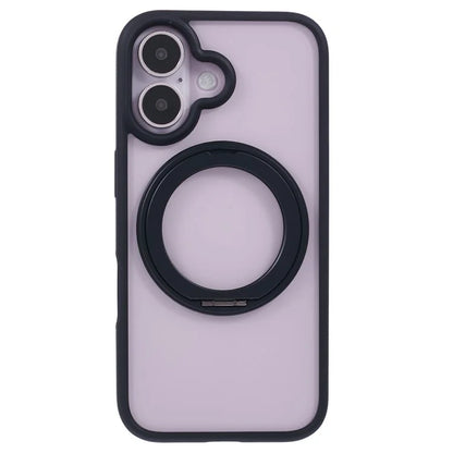 For iPhone 16 Plus Phone Case Ring Holder Kickstand PC+TPU Phone Cover