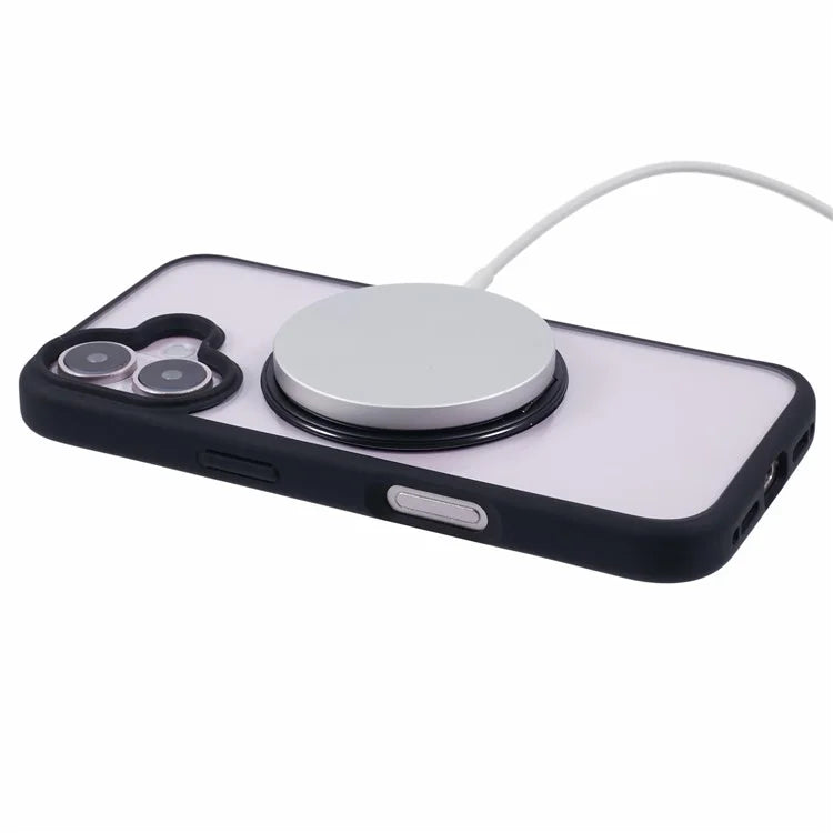 For iPhone 16 Plus Phone Case Ring Holder Kickstand PC+TPU Phone Cover
