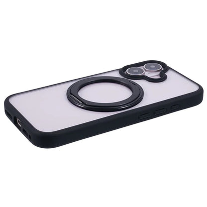For iPhone 16 Plus Phone Case Ring Holder Kickstand PC+TPU Phone Cover