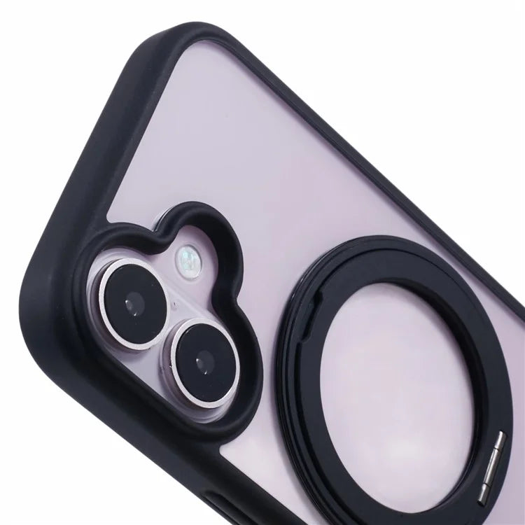 For iPhone 16 Plus Phone Case Ring Holder Kickstand PC+TPU Phone Cover
