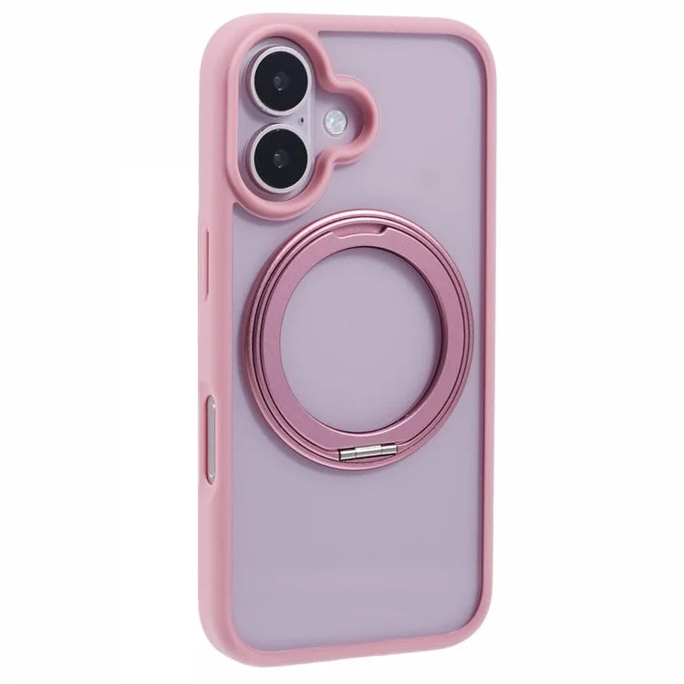 For iPhone 16 Plus Phone Case Ring Holder Kickstand PC+TPU Phone Cover