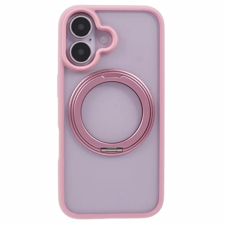 For iPhone 16 Plus Phone Case Ring Holder Kickstand PC+TPU Phone Cover