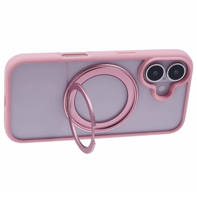 For iPhone 16 Plus Phone Case Ring Holder Kickstand PC+TPU Phone Cover