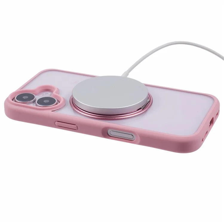 For iPhone 16 Plus Phone Case Ring Holder Kickstand PC+TPU Phone Cover