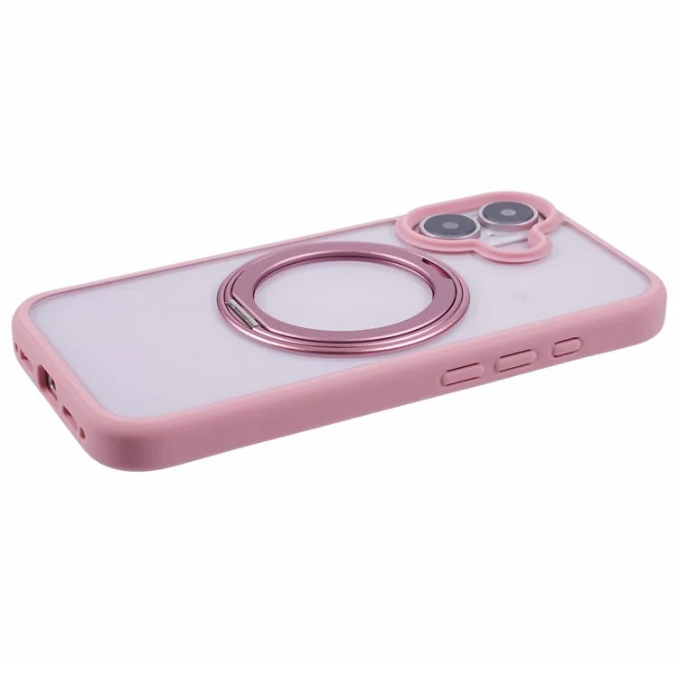 For iPhone 16 Plus Phone Case Ring Holder Kickstand PC+TPU Phone Cover