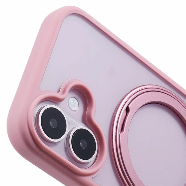 For iPhone 16 Plus Phone Case Ring Holder Kickstand PC+TPU Phone Cover