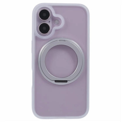 For iPhone 16 Plus Phone Case Ring Holder Kickstand PC+TPU Phone Cover