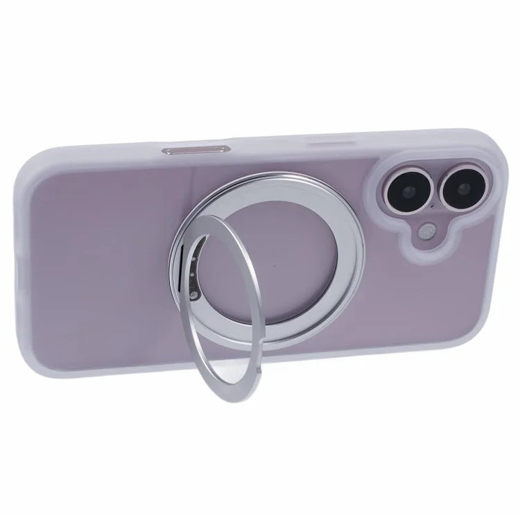 For iPhone 16 Plus Phone Case Ring Holder Kickstand PC+TPU Phone Cover